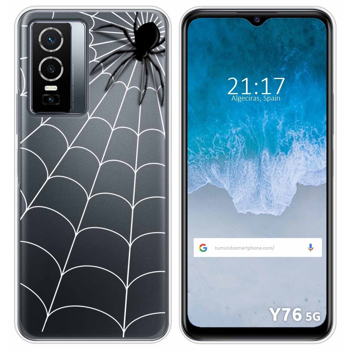 Funda Silicona Transparente para Vivo Y76 5G diseño Araña Dibujos