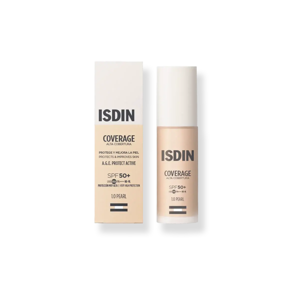 Coverage ISDIN SPF 50+ 1.0 TONO PEARL Base de maquillaje con muy alta protección