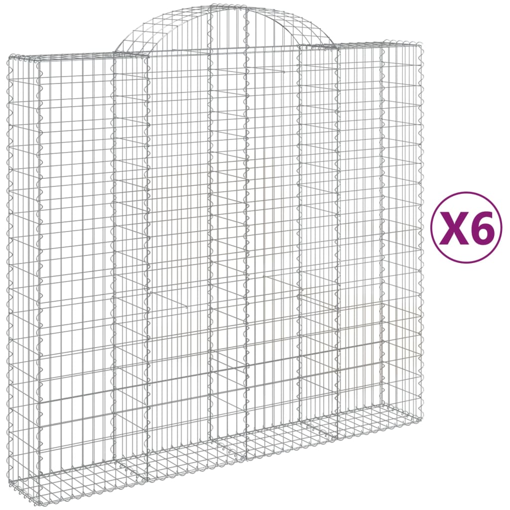 Vidaxl Cestas de Gaviones de Hierro Galvanizado - Set de 6 - Dimensiones 200 X 30 X 180/200 Cm