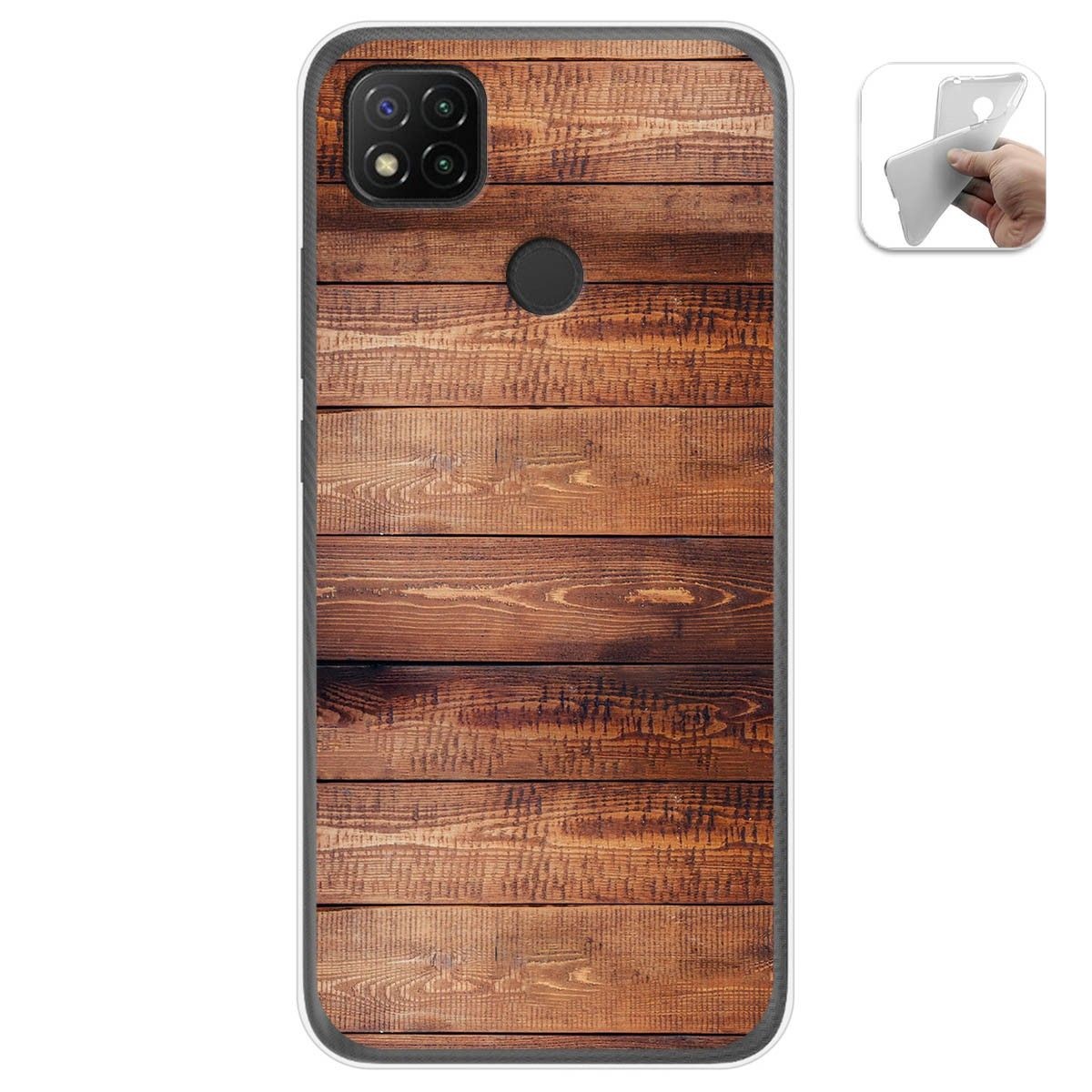 Tumundosmartphone Funda Gel Tpu para Xiaomi Redmi 9C diseño Madera 02 Dibujos