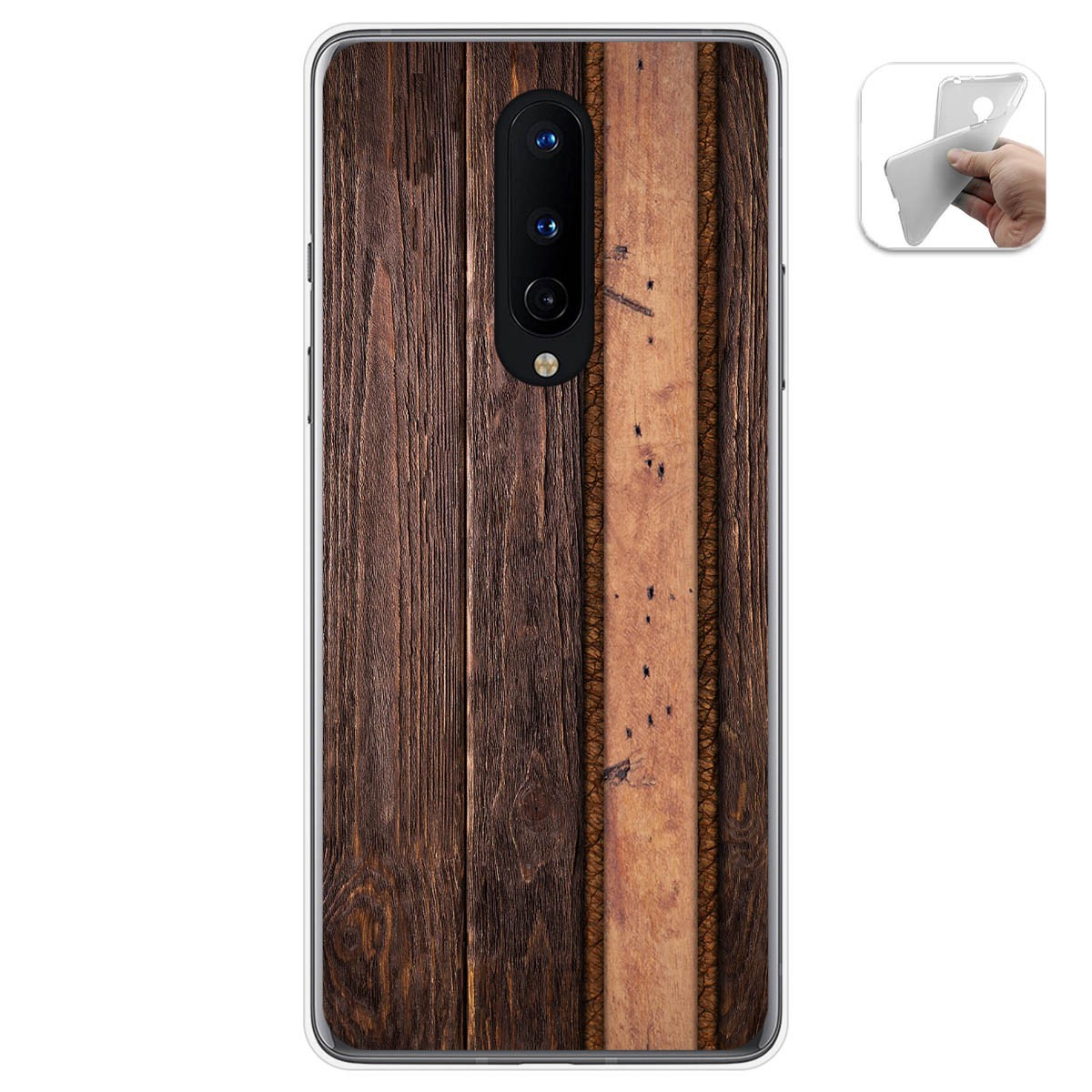 Tumundosmartphone Funda Gel Tpu para OnePlus 8 diseño Madera 05 Dibujos