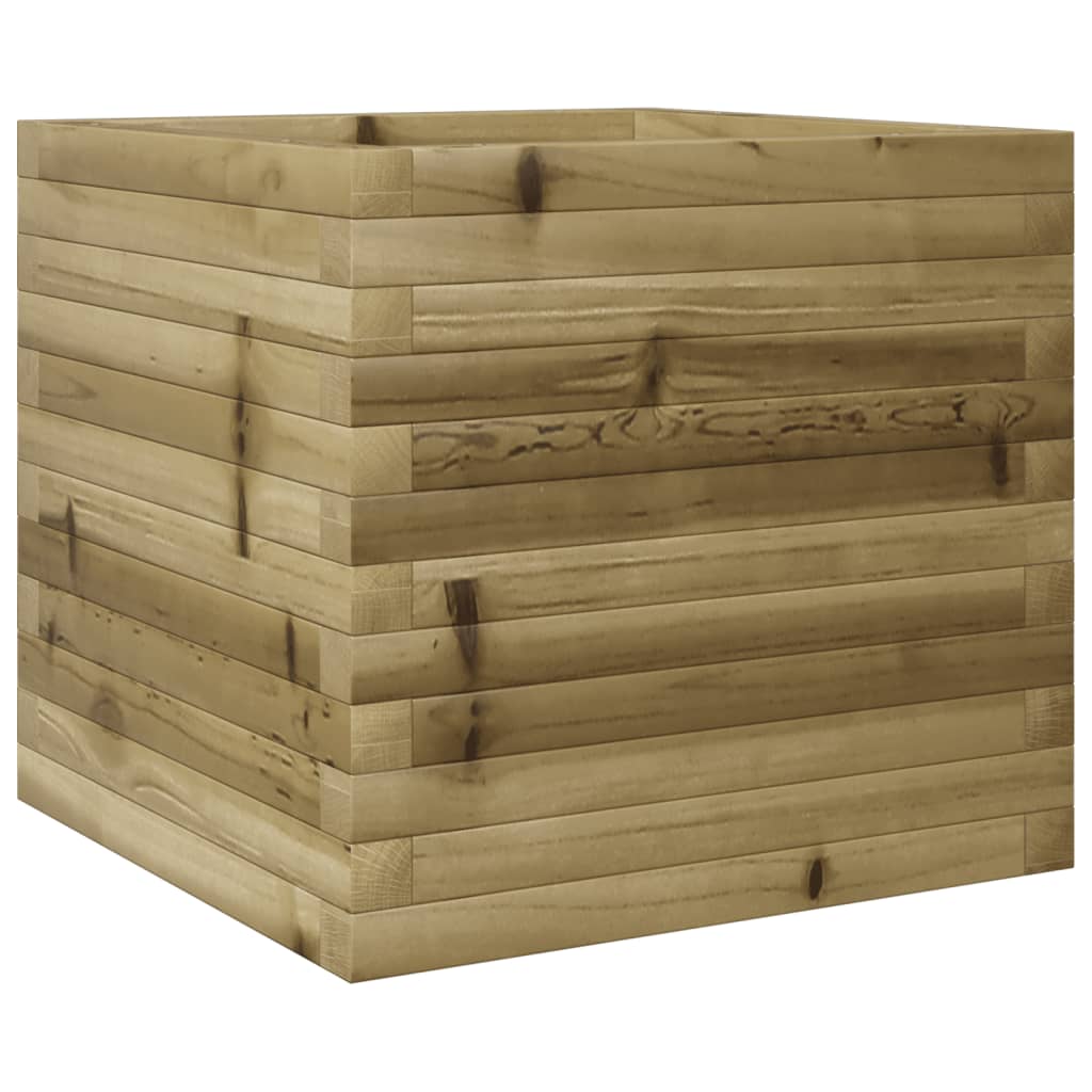 vidaXL Jardinera madera maciza de abeto 50x50x45,5 cm Color Pino natural,  Blanco,  Marrón cera y mas