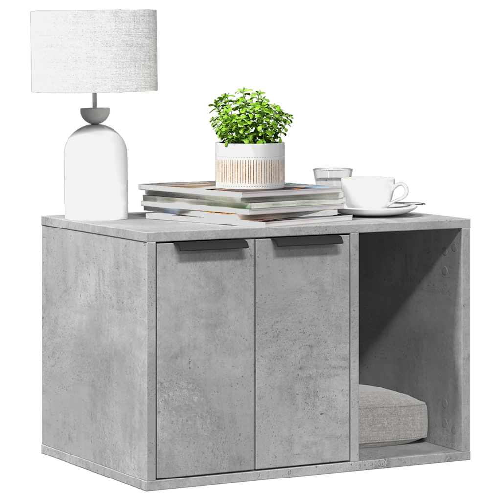 vidaXL Mueble arenero de gatos madera ingeniería 60x40x40 cm en color Negro/Gris hormigón/Madera antigua y más | almacenamiento funcional diseño moderno para baño dormitorio sala