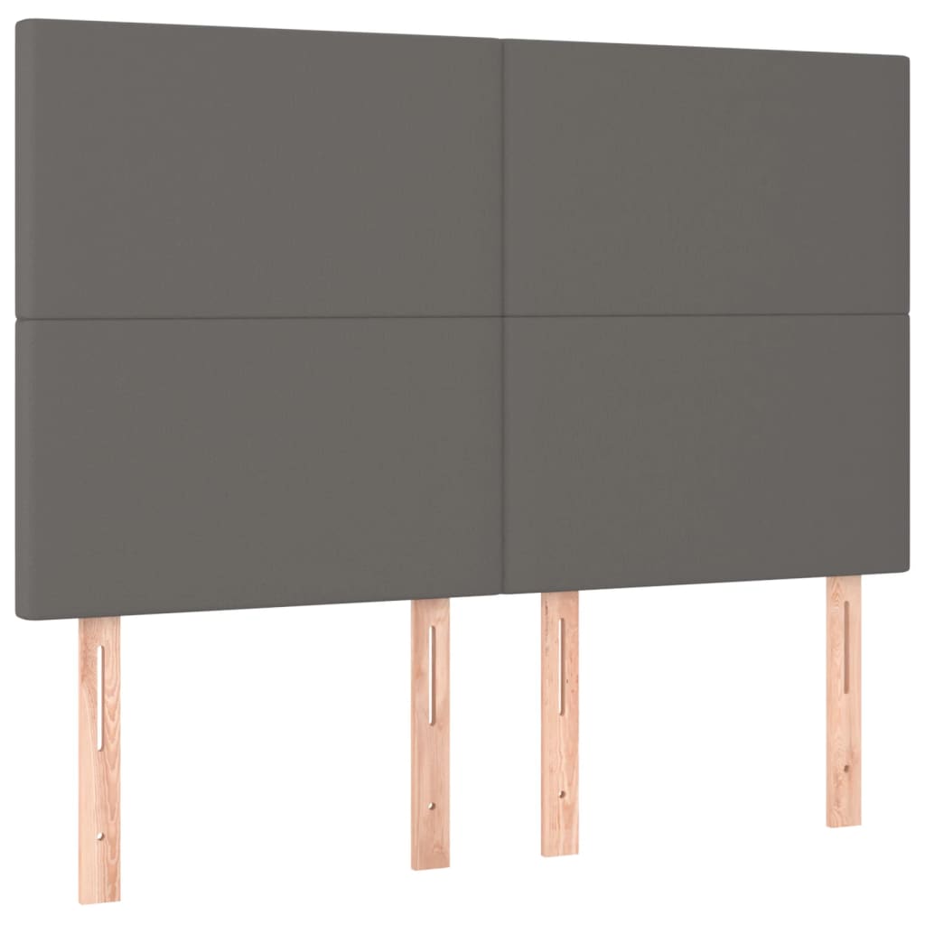 vidaXL Cabecero con luces LED cuero sintético gris 144x5x118/128 cm