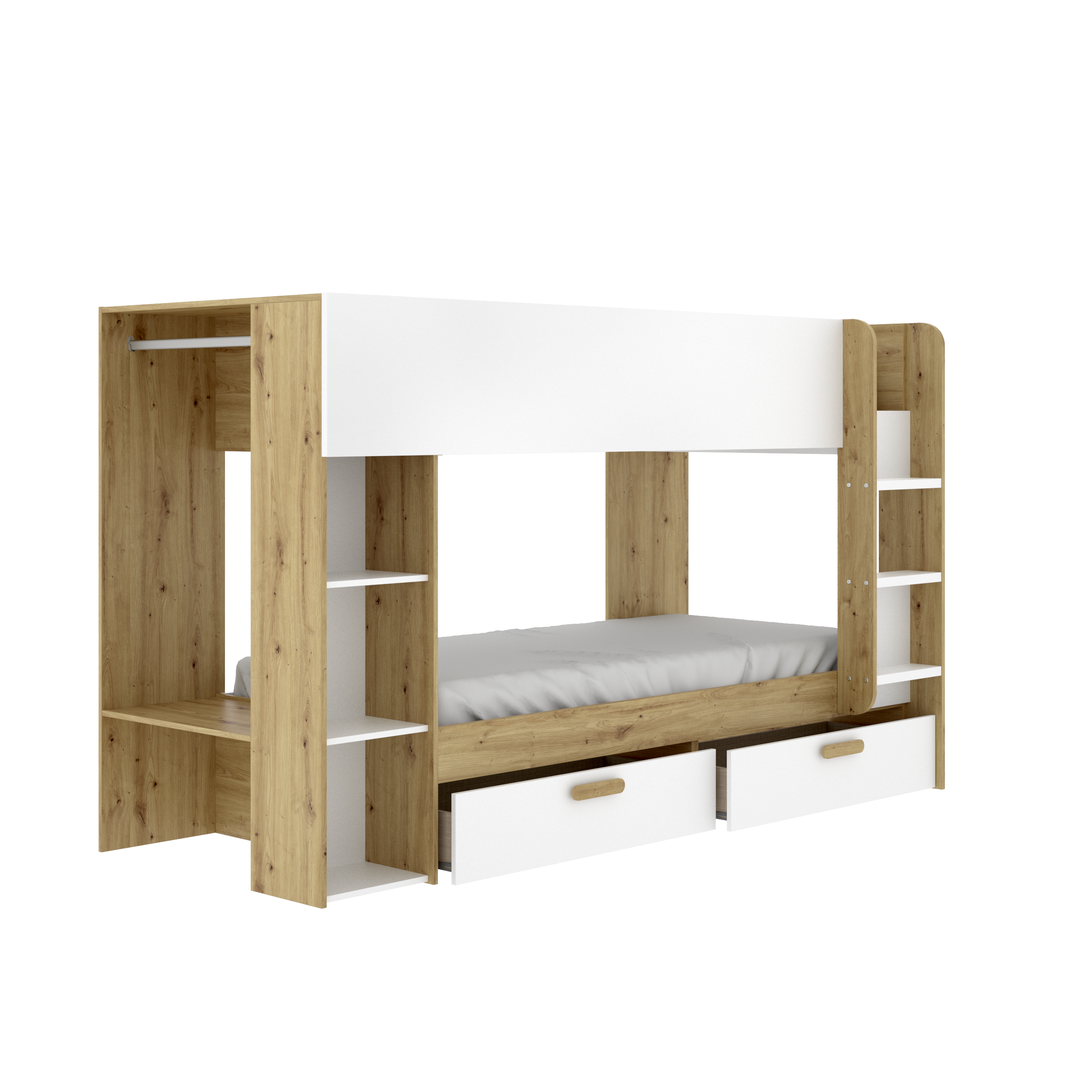 DEKIT GRUPO RIMOBEL VINTY - CAMA PARA DORMITORIO - LITERA - BLANCO / NORDIC - 150 x 245.4 x 109.8