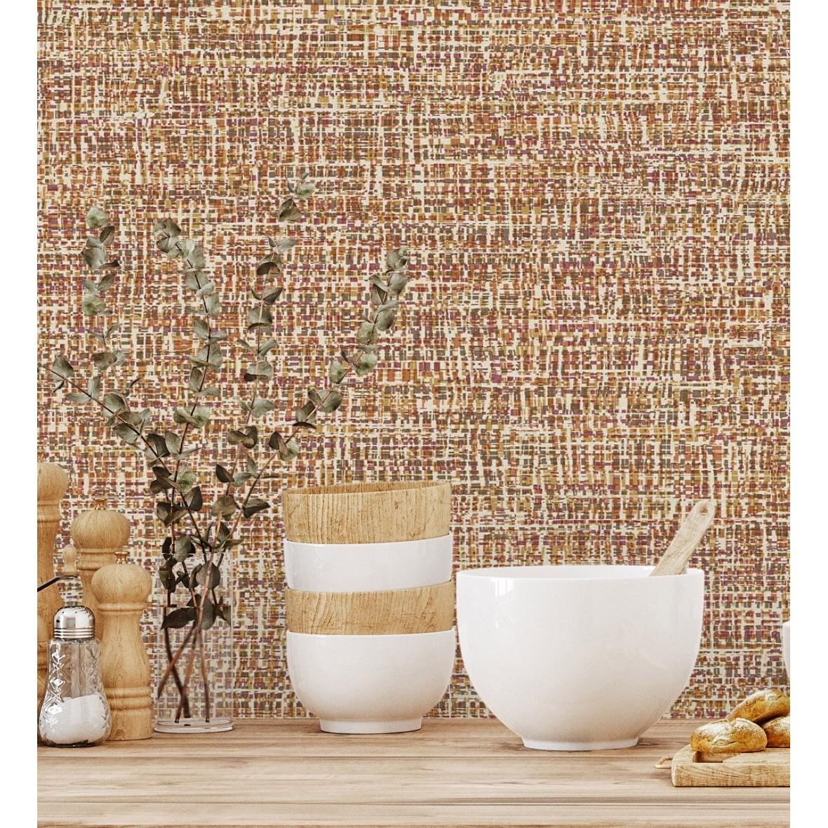 Papel pintado vinílico imitando la tela jaspeada con textura en relieve - Kilamba 681017 de GAULAN - Rollo de 10 m x 1,06 m
