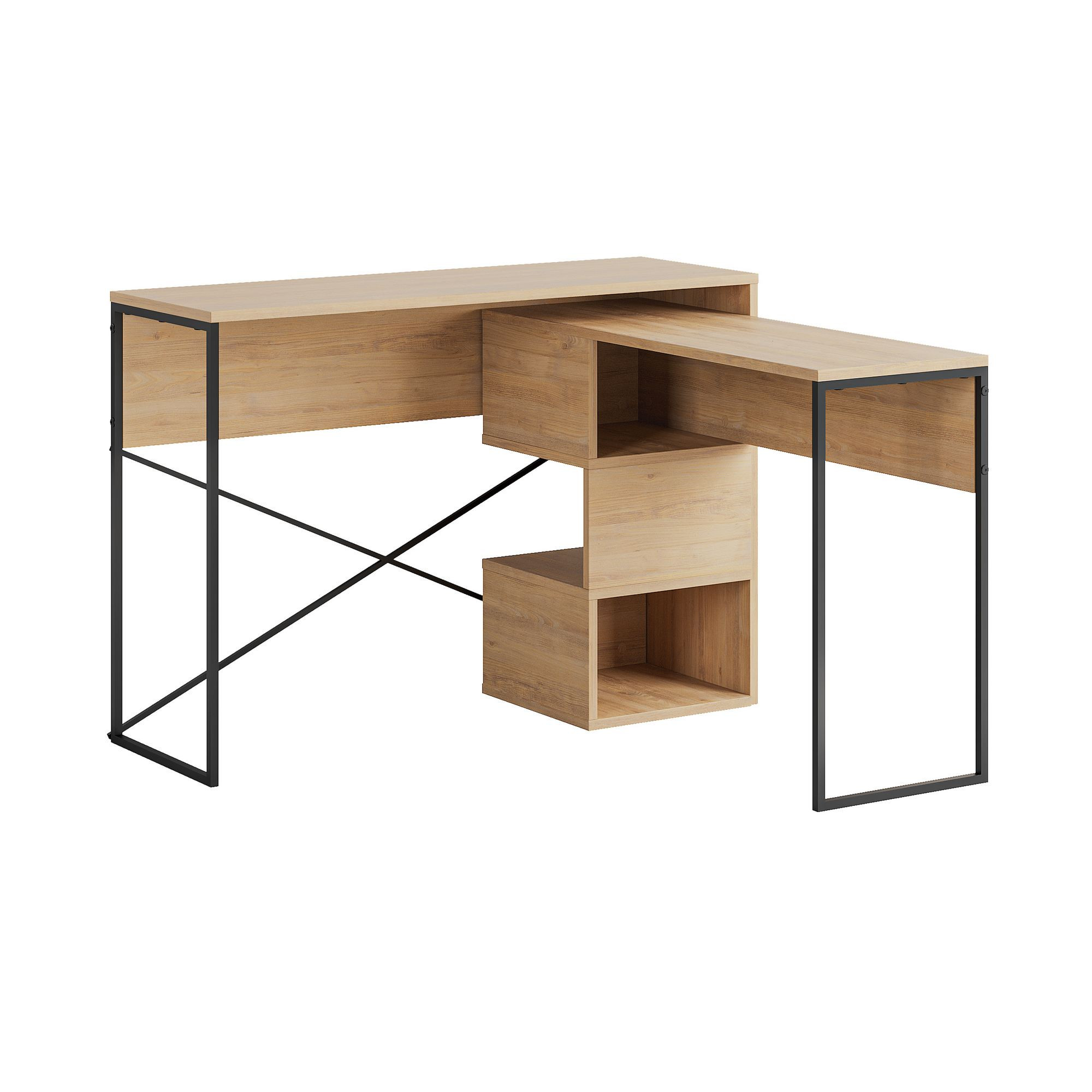 Habitat y Jardin - Escritorio modular de madera "Badau" - 110 x 102 x 77 cm - Beige