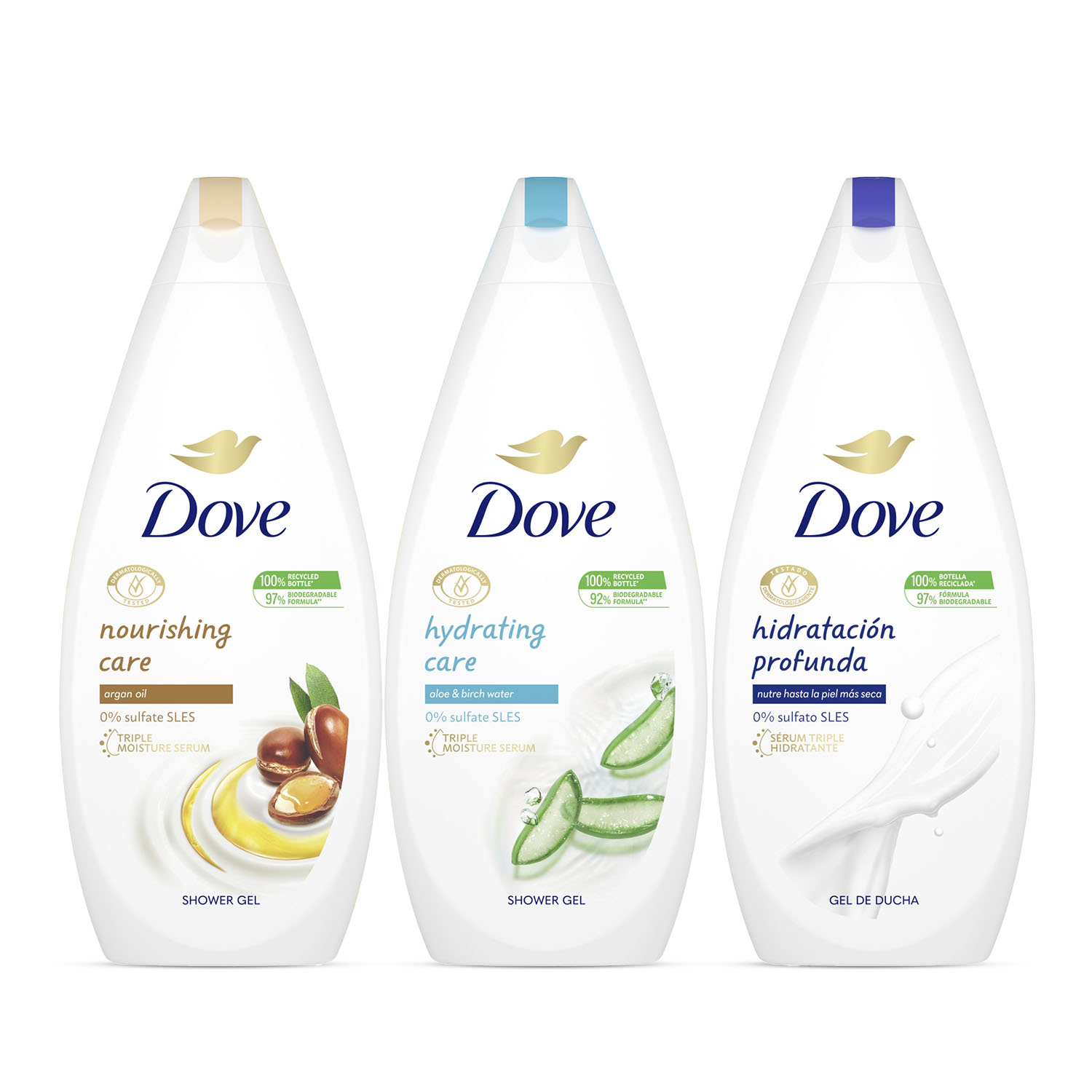 Dove Gel de Ducha Hidratación Profunda Sin Sulfato SLES y Con Hidratantes  Vegetales e Ingredientes de