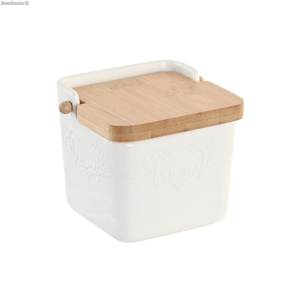 Azucarero de Cerámica con Tapa de Madera - Plushome