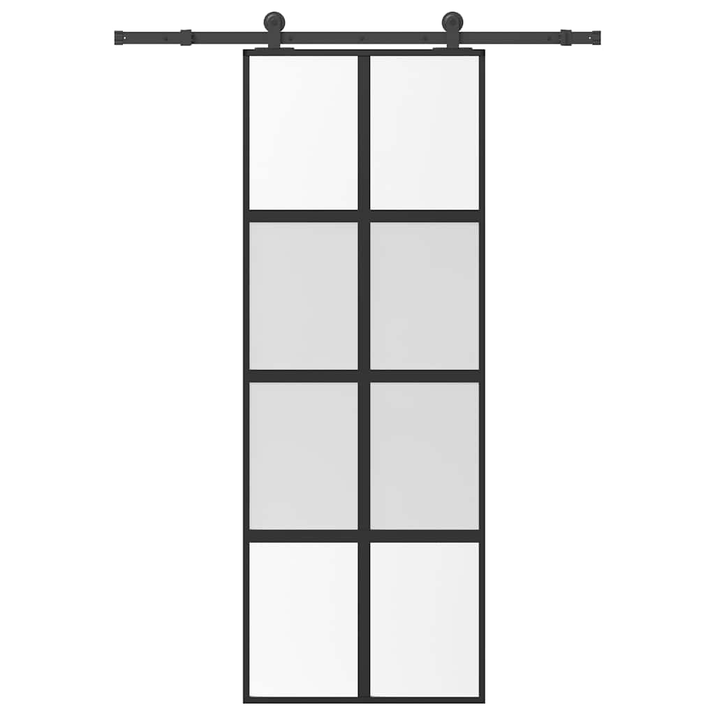 vidaXL Puerta corredera set herrajes vidrio templado aluminio 76x205cm
