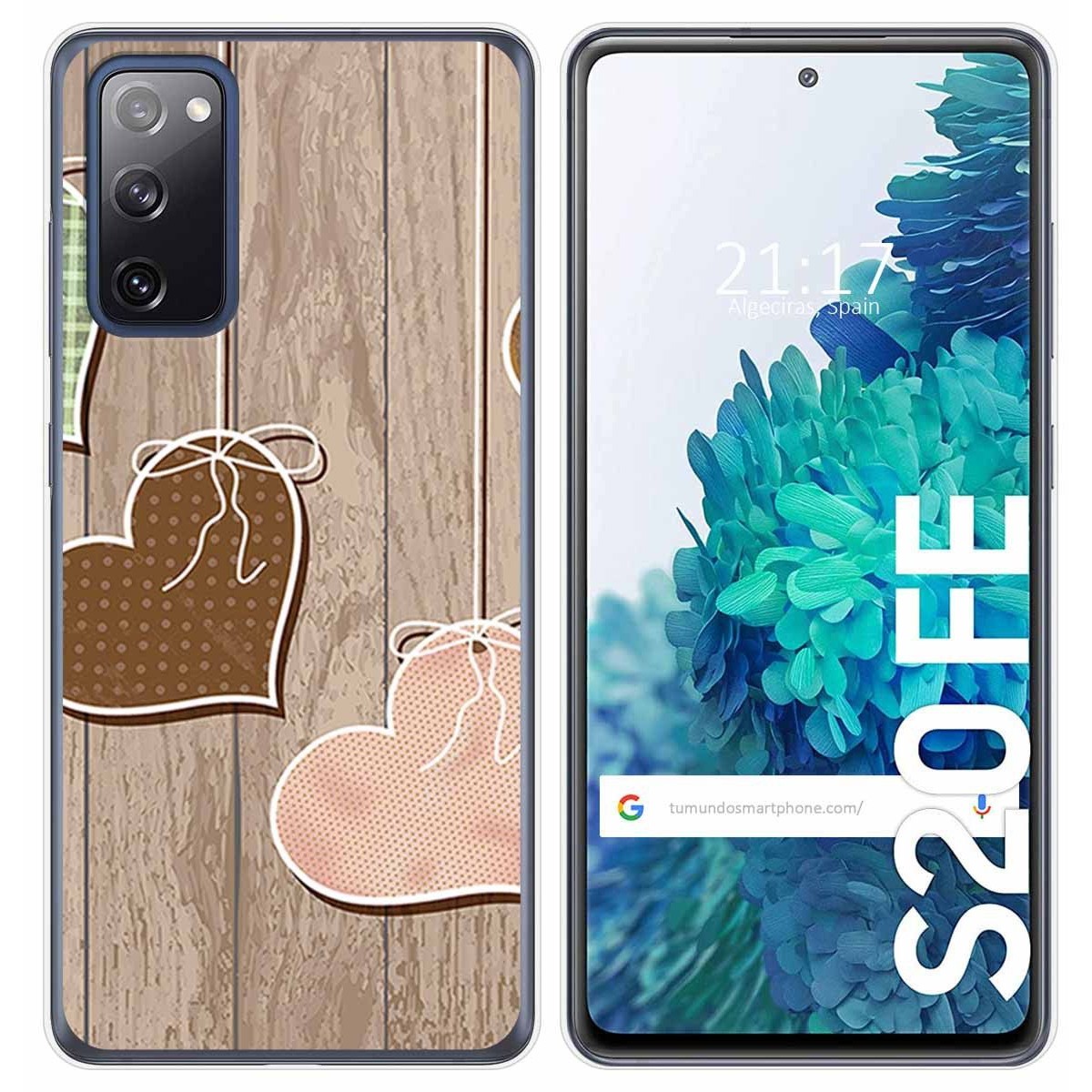 Tumundosmartphone Funda Gel Tpu para Samsung Galaxy S20 FE diseño Corazones Madera Dibujos