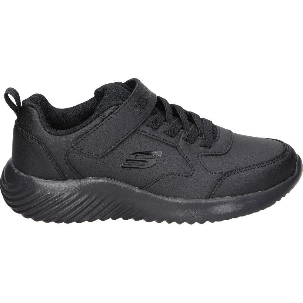 SKECHERS | Zapatillas Skechers Bounder Power Study Infantiles – Deportiva Escolar Negra – Sneakers con Cordones y Velcro – Apto para Lavadora – Adaptive Closure – Modelo 405626L-BBK