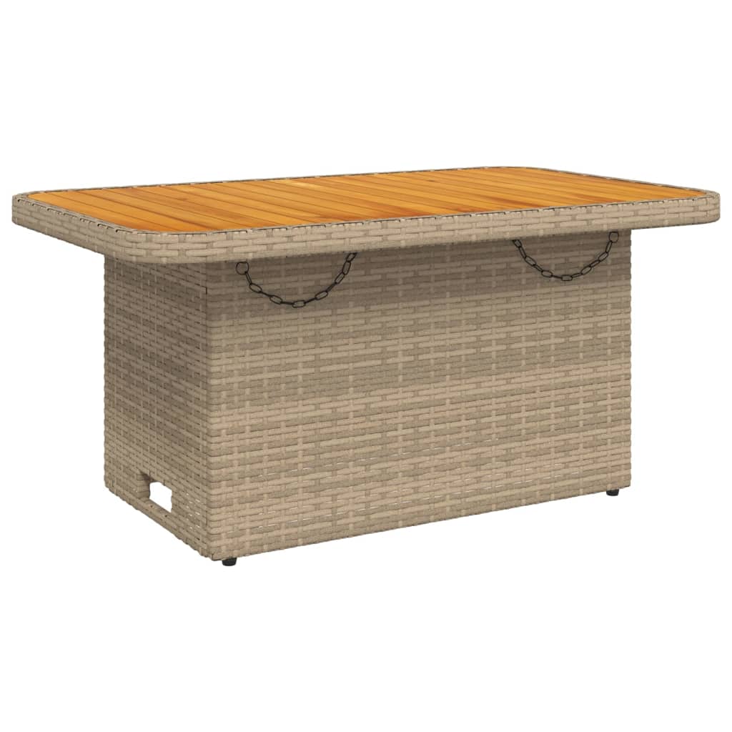 vidaXL Mesa de jardín ratán sintético madera acacia beige 90x55x71 cm