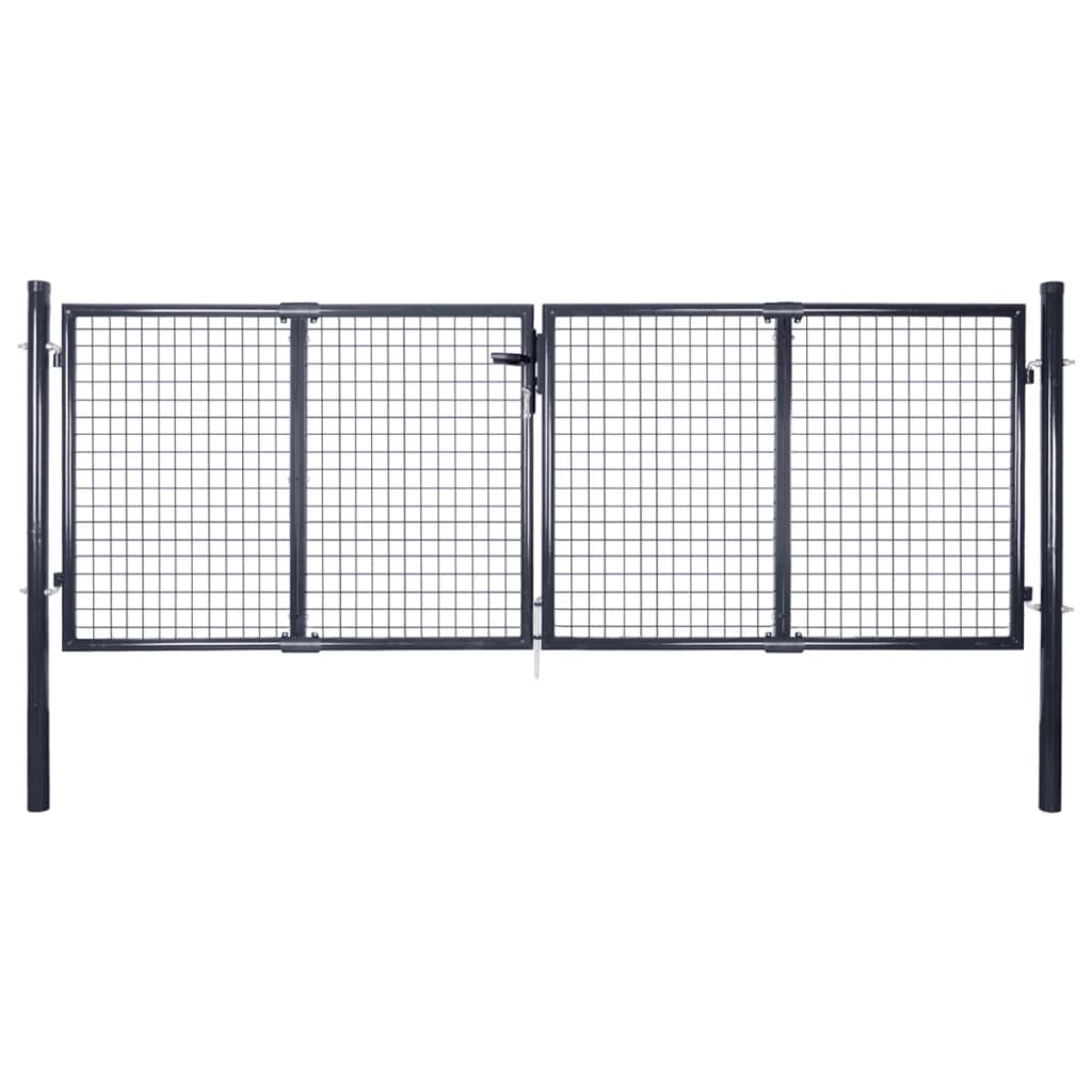 vidaXL Puerta de Malla de Jardín Acero Galvanizado Gris Valla Patio Altura 75 cm, 100 cm
