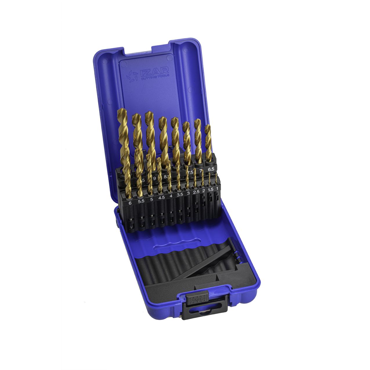 Juego Broca IZAR Din338 19-Uds. - 1466 - 1-10X0,50 HSS+TIN (1010) - TIN