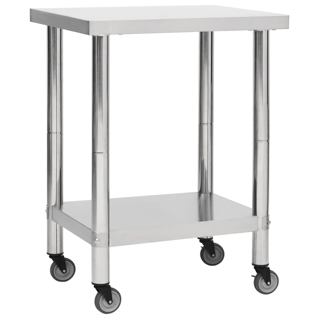 vidaXL Mesa de Trabajo para Cocina con Ruedas Acero Inox Comida Dimensiones 60 x 30 x 85 cm,  80 x 30 x 85 cm,  100 x 30 x 85 cm y mas