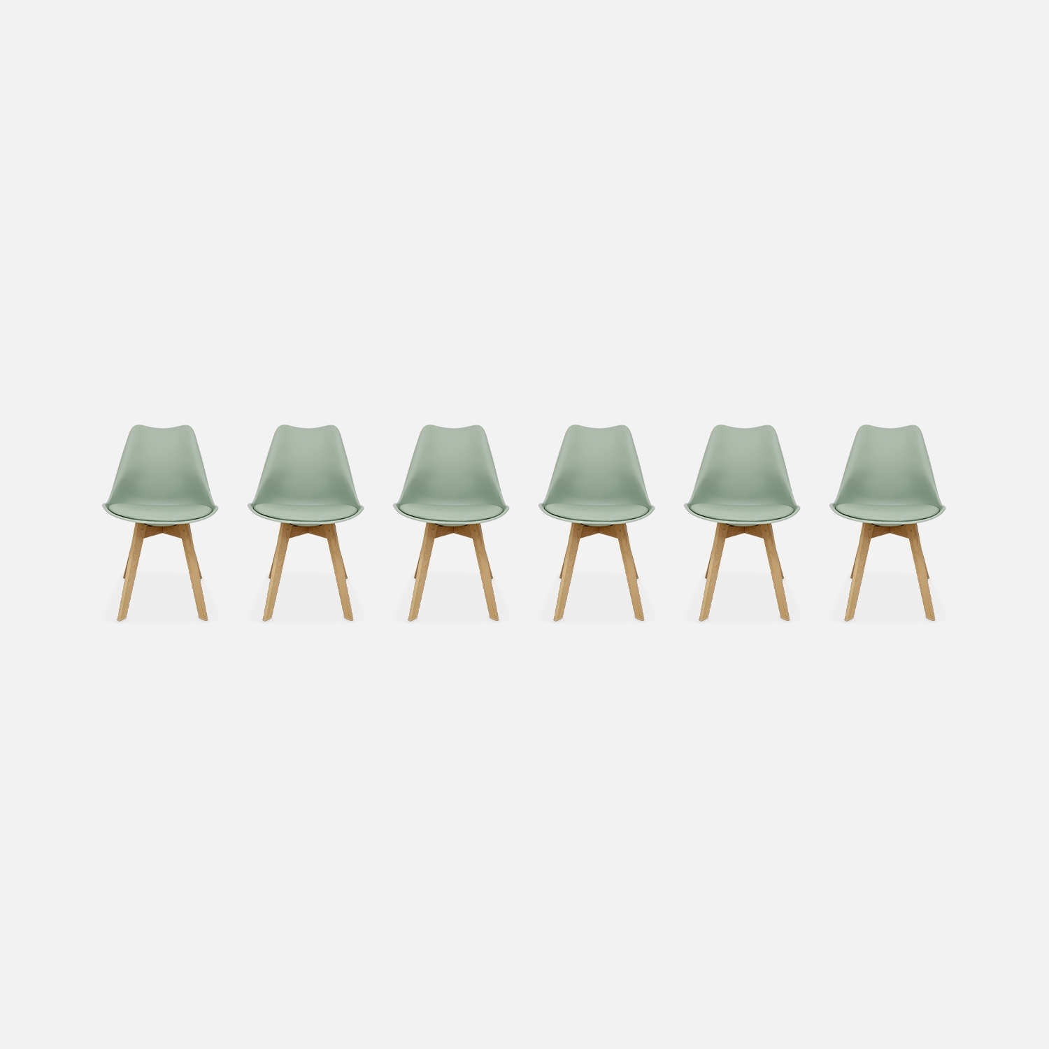 sweeek - Silla escandinava con patas de madera de haya, set de 6 , Nils , 47x55x81