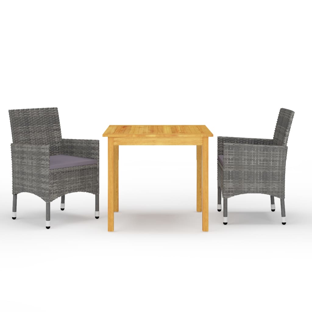 vidaXL Juego de comedor de jardín de 3 piezas gris