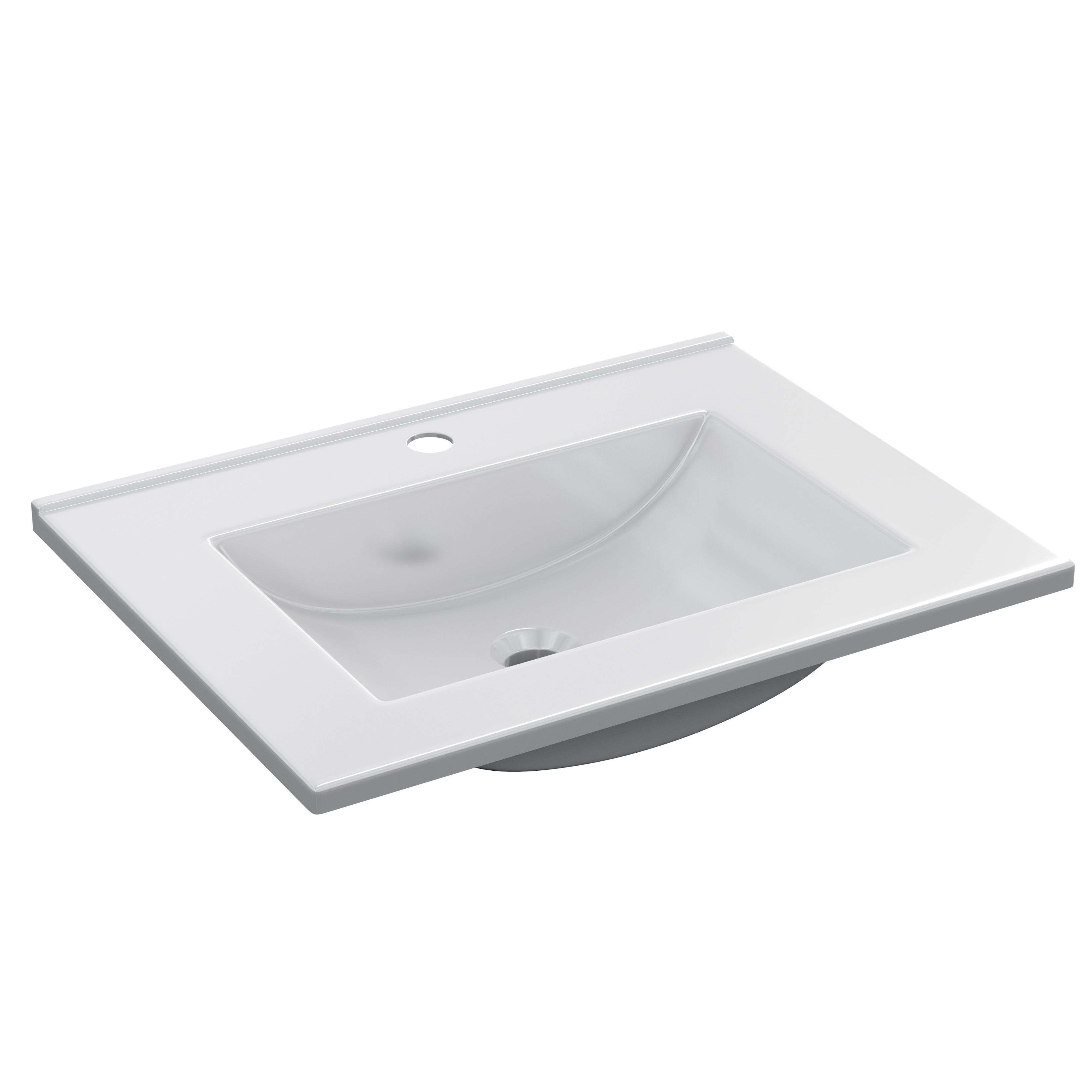 Miroytengo Lavabo PmmA baño color blanco 60x45 cm lavamanos pila rectangular mueble