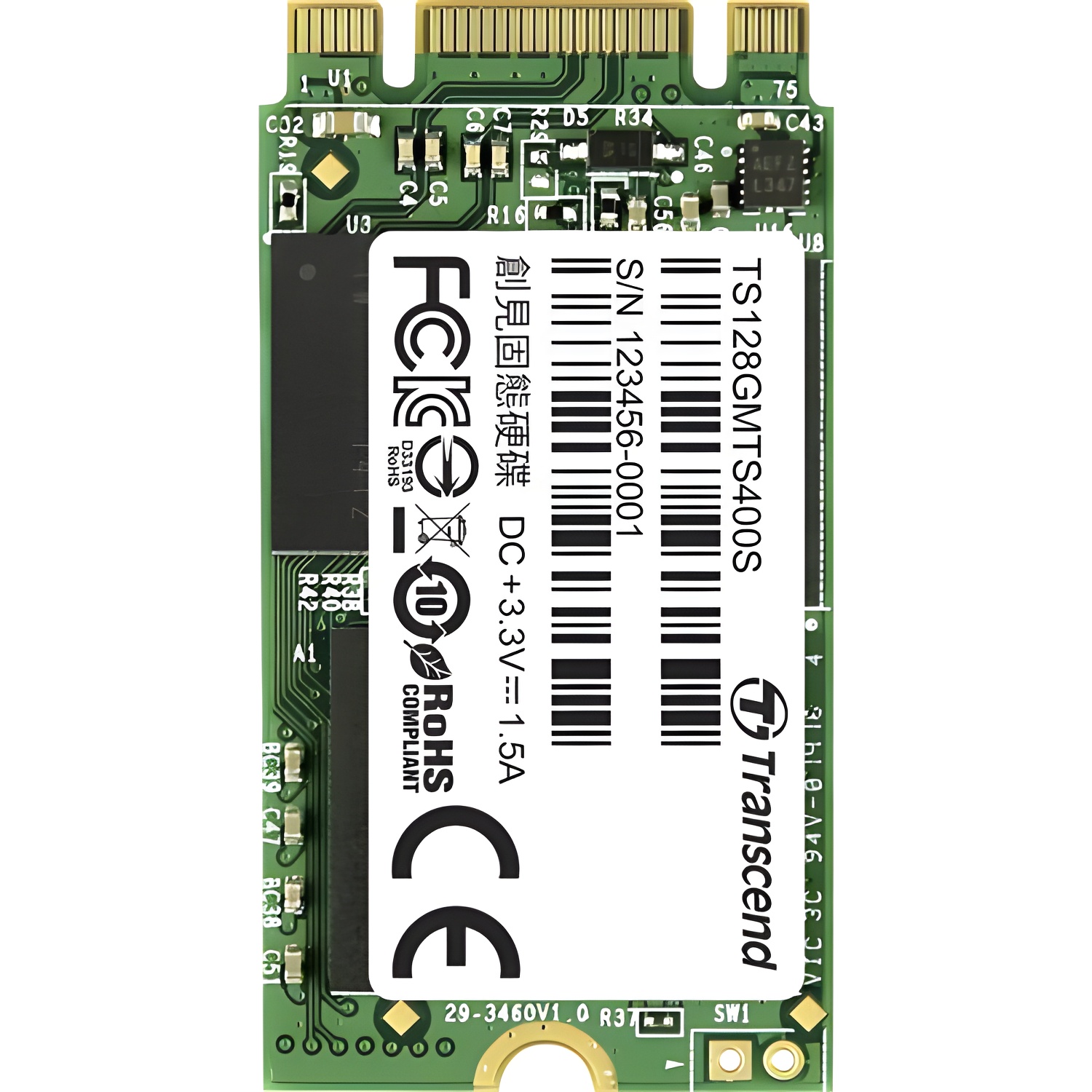 Transcend MTS400S - SSD Disco Duro Solido de 128 GB M.2 2242 SATA III, MLC, hasta 500 MB/s