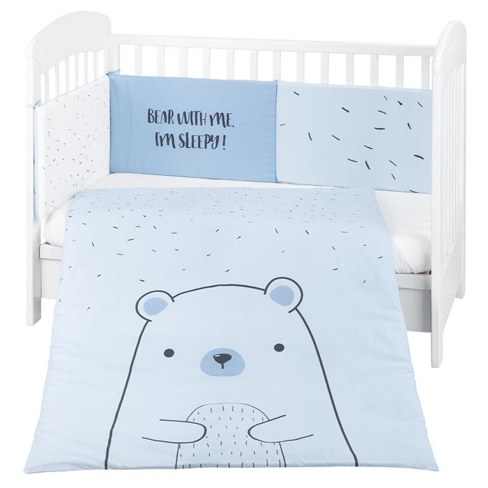Conjunto jogo de cama 2pçs 70x140cm Kikka Boo Bear with me Azul