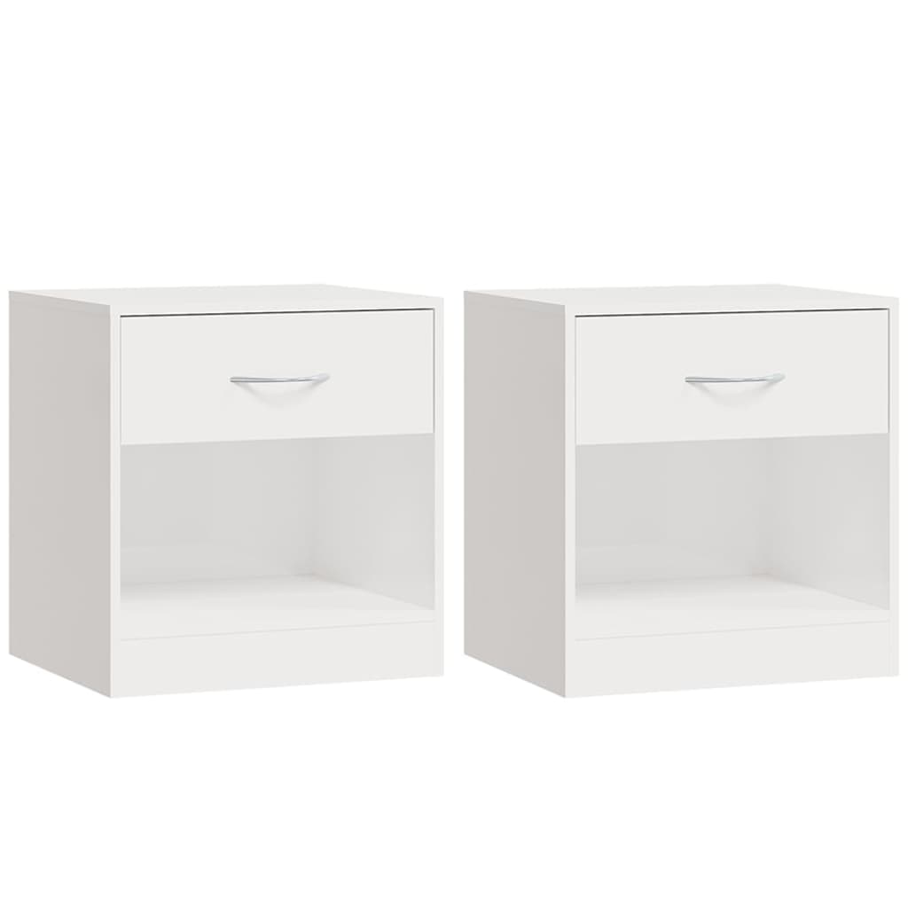 vidaXL Mesitas de noche 2 unidades con cajón blanco con brillo