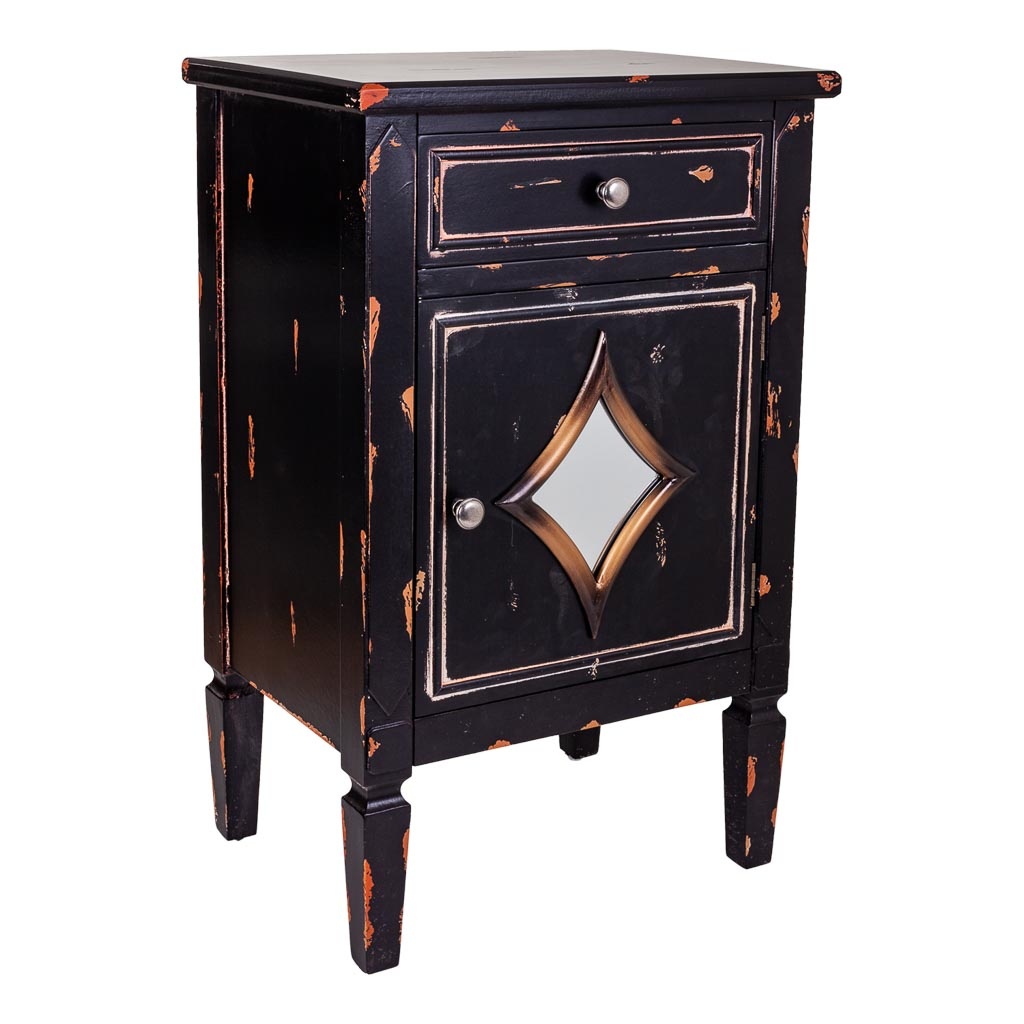 WANDERLUST DECO Mesita de madera negro 48x36x76h cm de estilo Art Deco. No viene montado