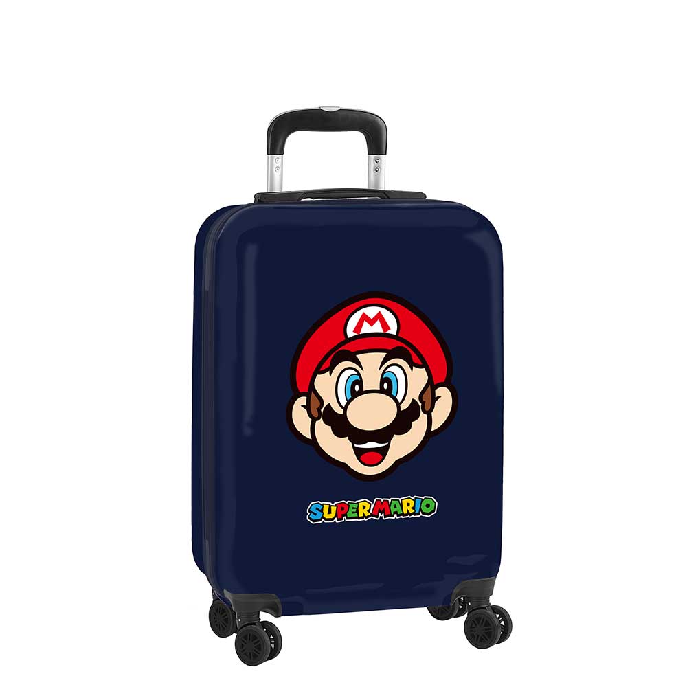 SAFTA | Maleta de Cabina 20″ Super Mario Mamma Mia 34,5 x 55 x 20 Cm (38 Litros), ABS + PC Resistente, 4 Ruedas Dobles 360º, Candado de Seguridad, Interior Forrado con Separador y Bolsillo de Red, Asa Extensible 100 cm