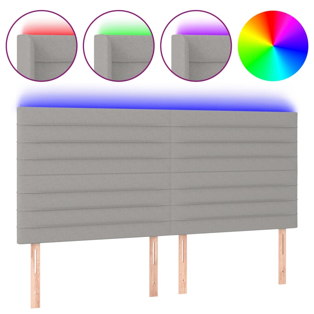 vidaXL Cabecero con luces LED tela gris claro 160x5x118/128 cm