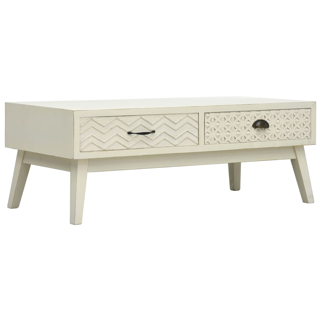 vidaXL Mesa de centro con 2 cajones tallados madera gris 110x50x40 cm