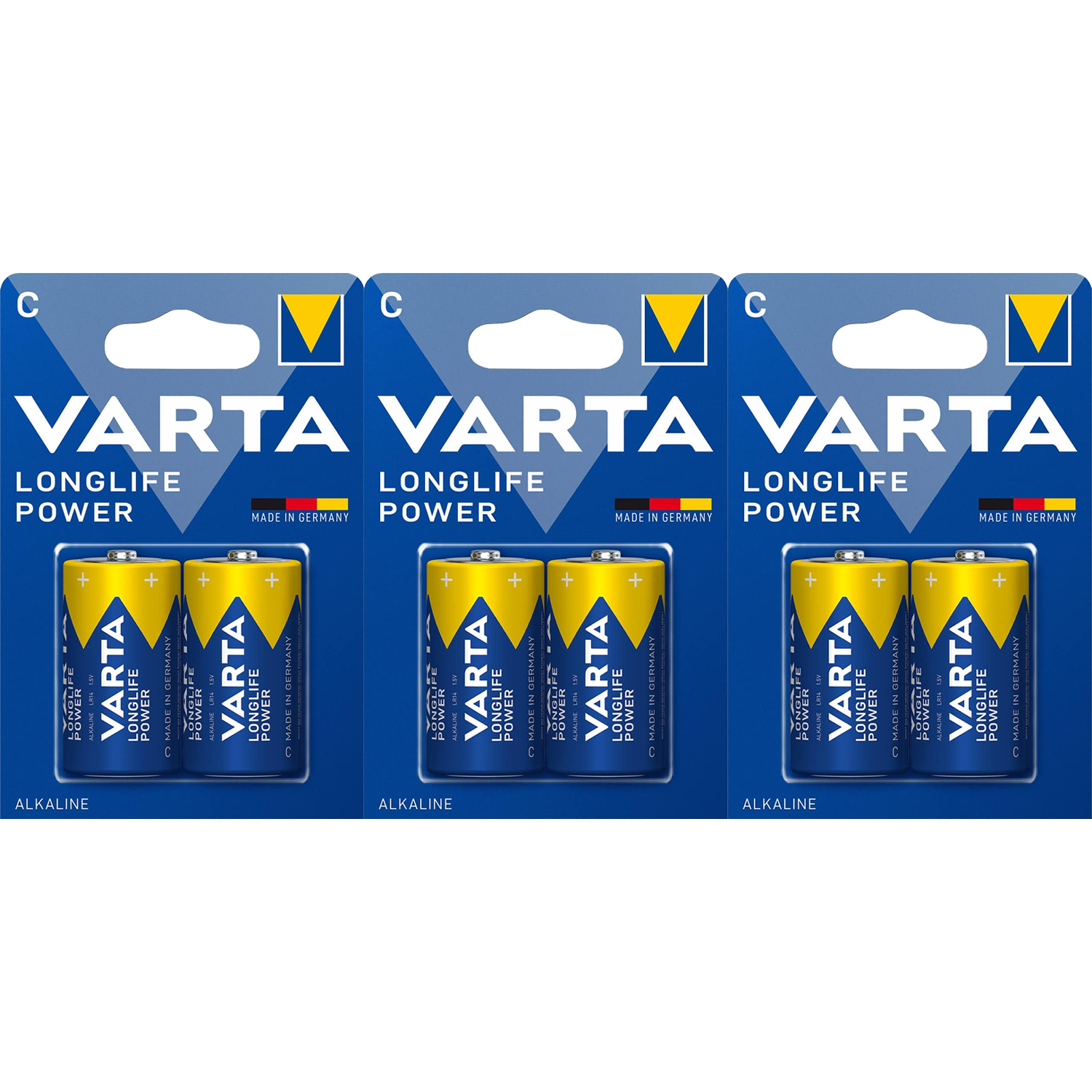 VARTA Pilas C Alcalinas de Alto Rendimiento, VARTA Longlife Power, Ultra Larga Duración, Energía Potente y Continua, Ideal para Juguetes, Linternas, Radios, Reproductores de CD, Robots, Cámaras, Altavoces y Otros Dispositivos de Alta Demanda Energética