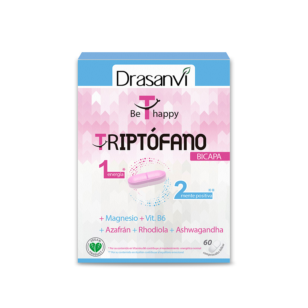 DRASANVI - Triptófano Bicapa para la Ansiedad, Cansancio e Insomnio - 60 Comprimidos