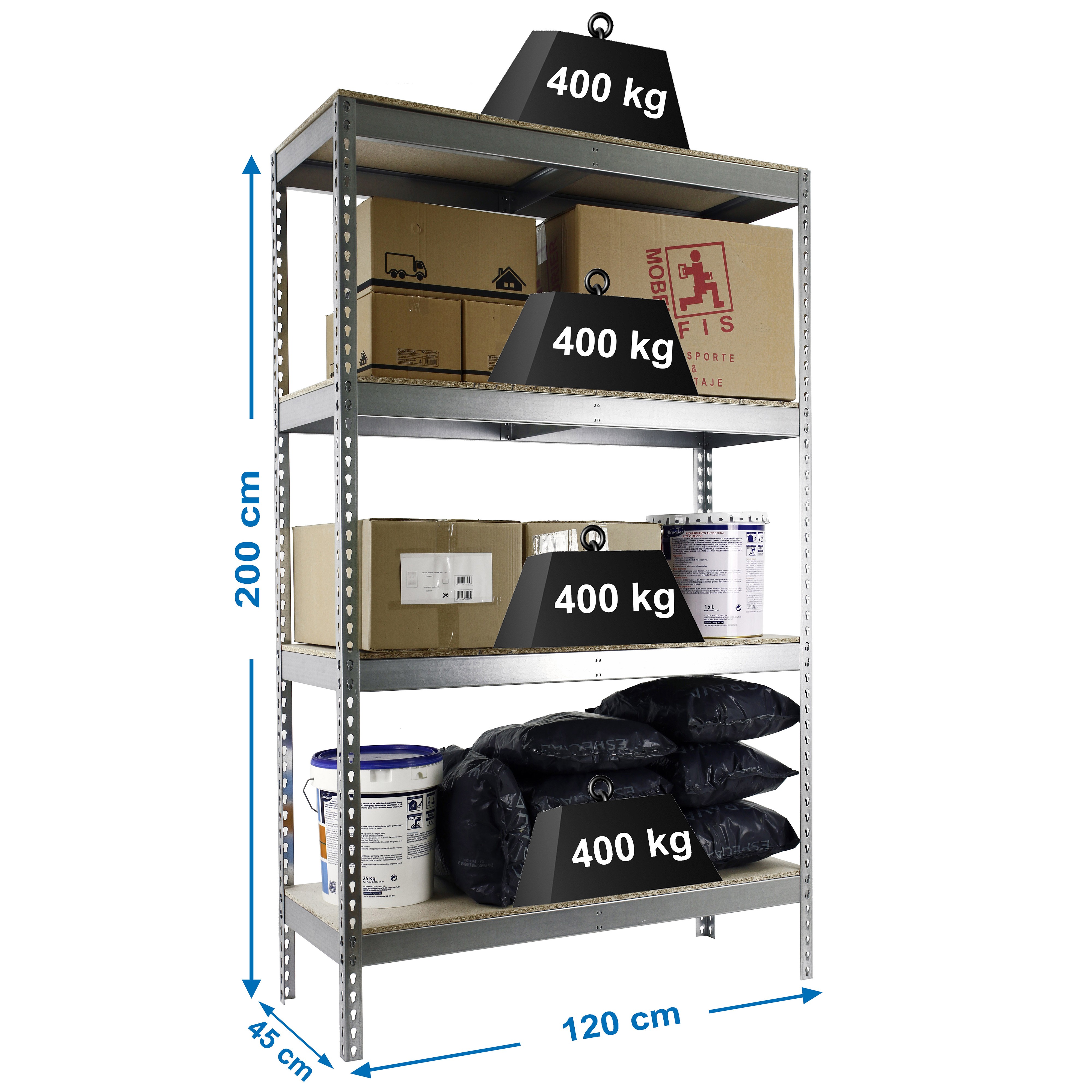 Estantería SIMONRACK Ecoforte 1204-4 chipboard galva/madera