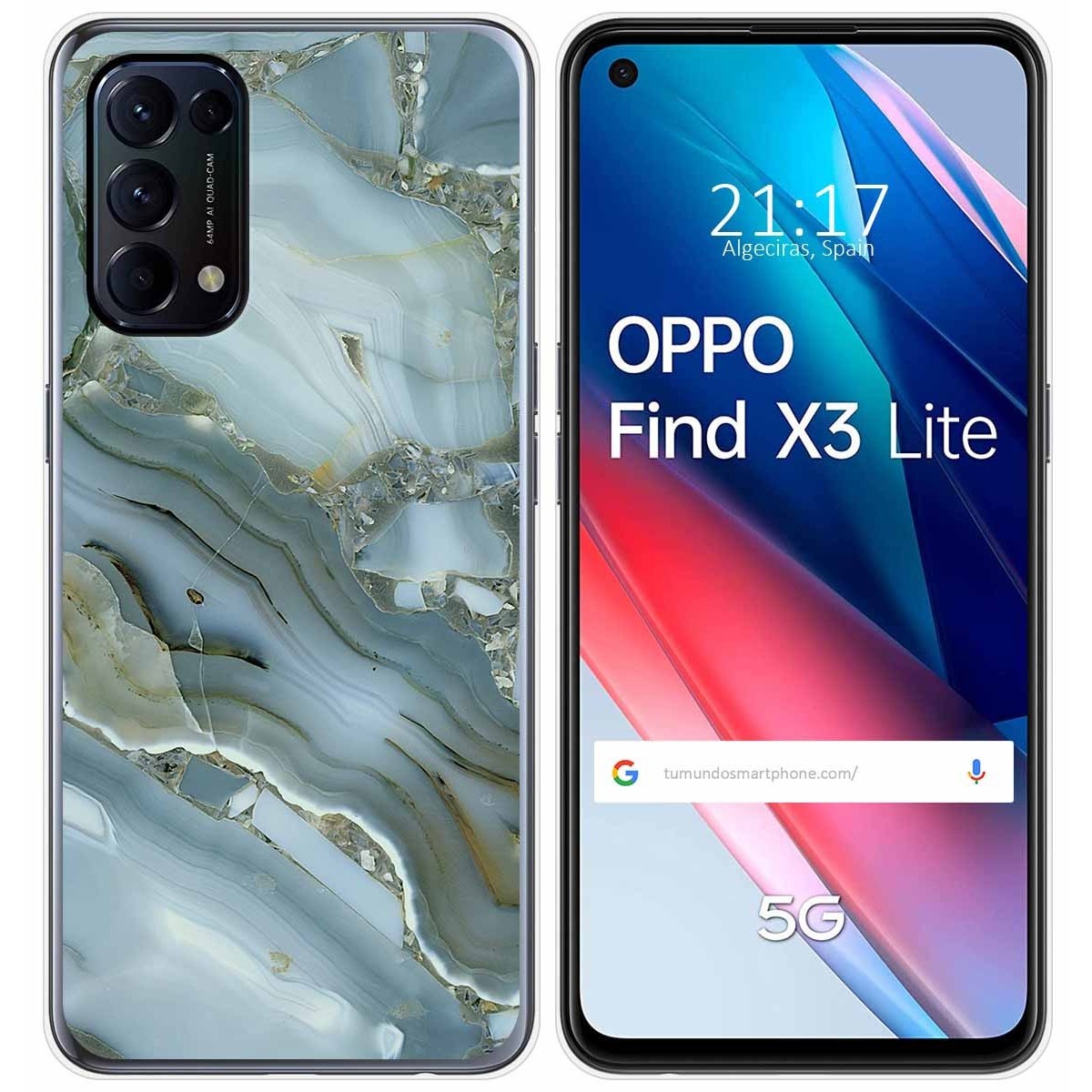 Tumundosmartphone Funda Gel Tpu para Oppo Find X3 Lite 5G diseño Mármol 09 Dibujos