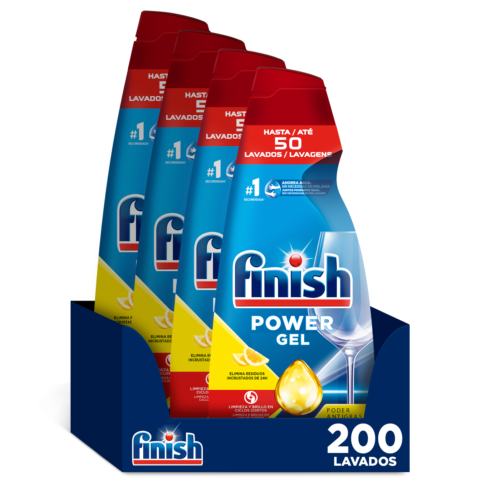 Finish Power Gel Limon All in 1 Max 100 | 150 | 200 Lavados, Rápida Disolución, Protege Corrosión, Resultado Profesional