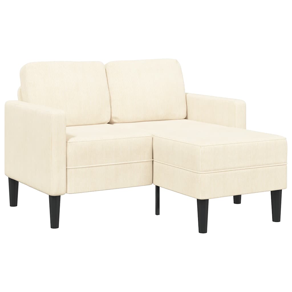 vidaXL Sofá de 2 plazas con chaise longue en forma de L crema 125cm