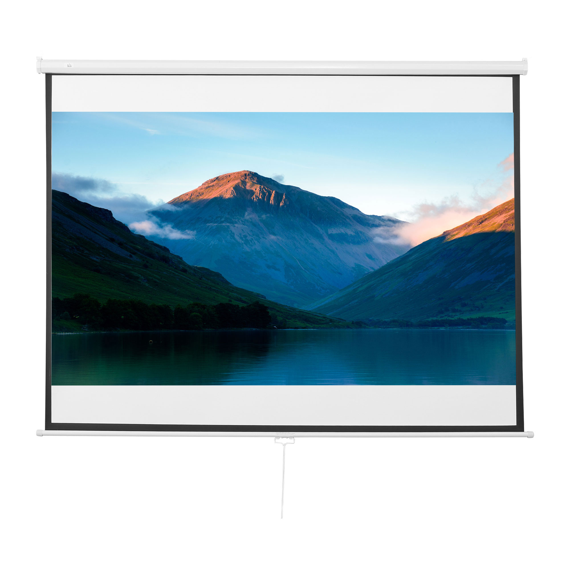 HOMCOM Pantalla de Proyector Manual Pulgadas, Pantalla de Proyección, Formato 4:3/16:9, para Interior y Exterior, Cine en Casa, Oficina, Patio, Blanco