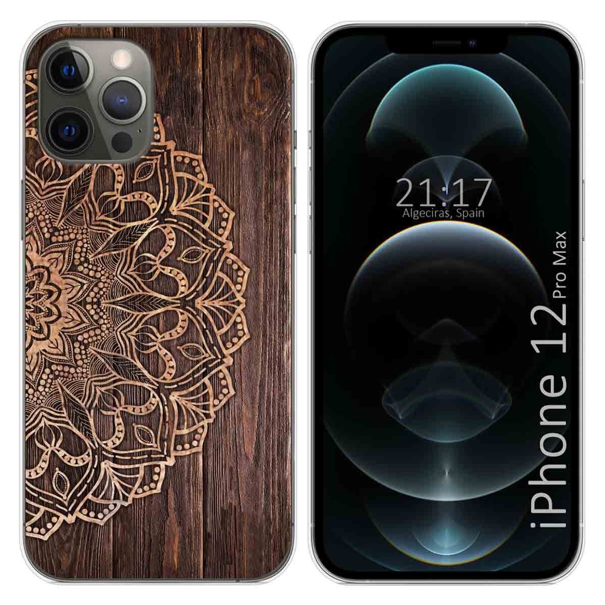 Tumundosmartphone Funda Gel Tpu para Iphone 12 Pro Max (6.7) diseño Madera 06 Dibujos