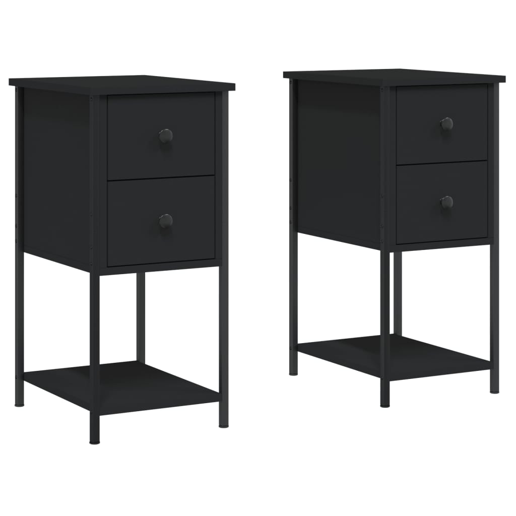 Vidaxl Mesitas de Noche 2 Unidades Madera Ingeniería 32x42x70 Cm - Negro