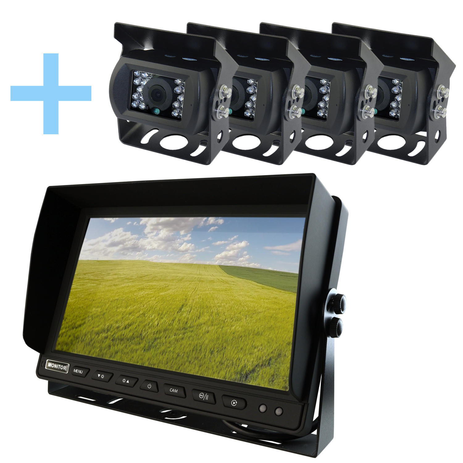 Kit de cámara trasera con monitor AHD 10,1" Yatek + 4 cámaras 1080P de visión trasera para aparcamiento Yatek