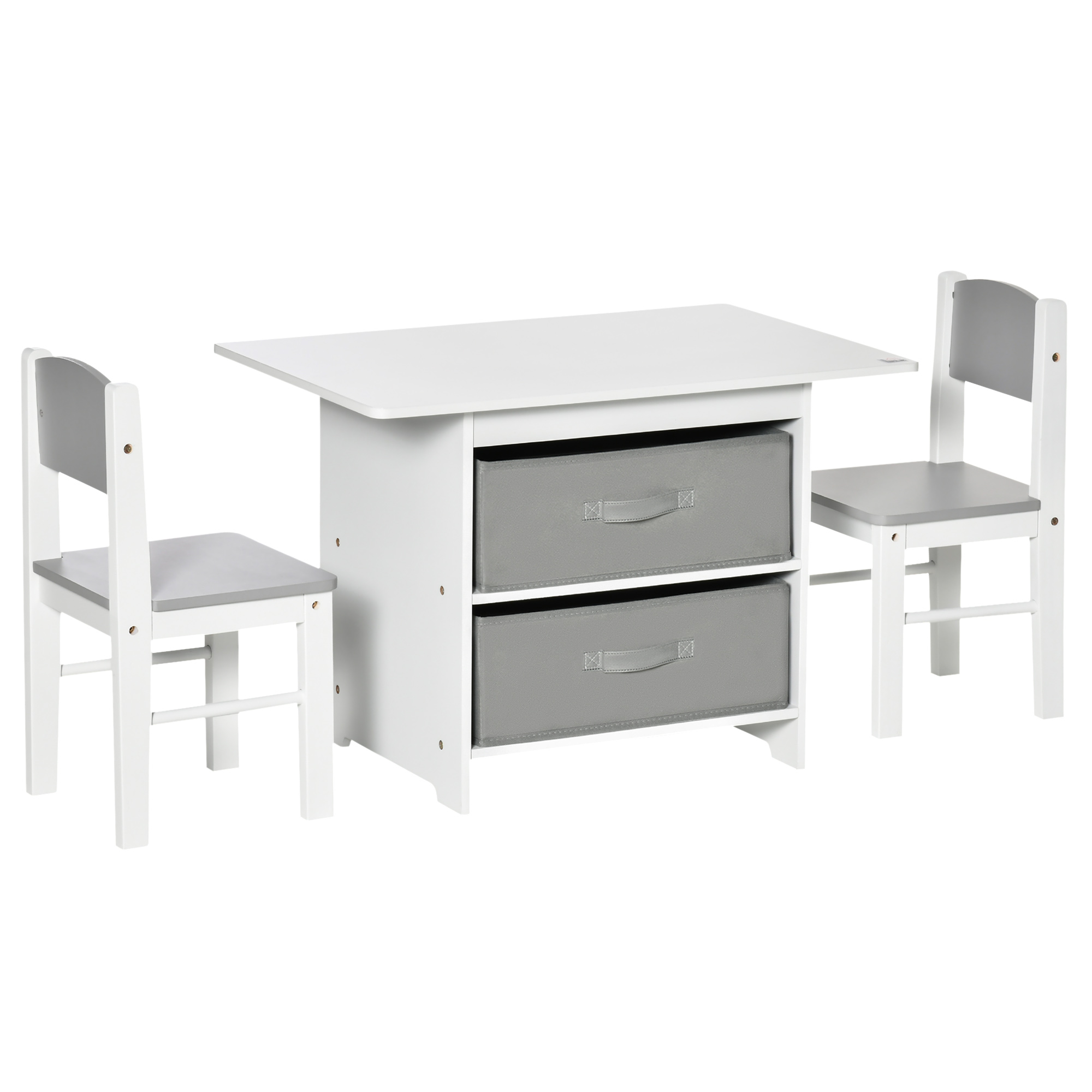 Juego de mesa de comedor plegable y 2 sillas plegables, mesa de comedor  extensible gris con estante de almacenamiento y 2 cajones para espacios