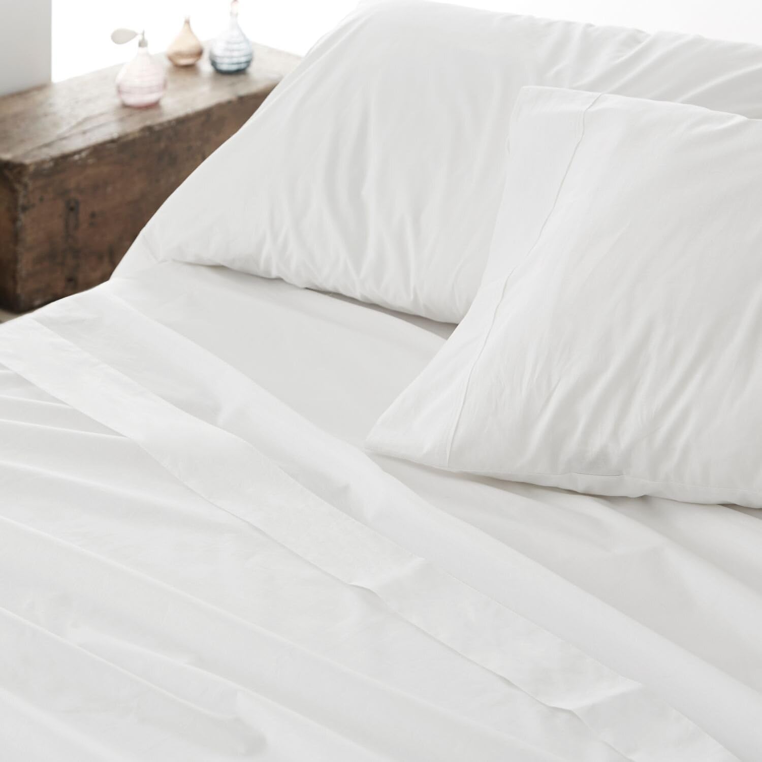 JUEGO DE SÁBANAS BURRITO BLANCO PARA CAMA DE 90/ 100% ALGODÓN/ COLOR BLANCO