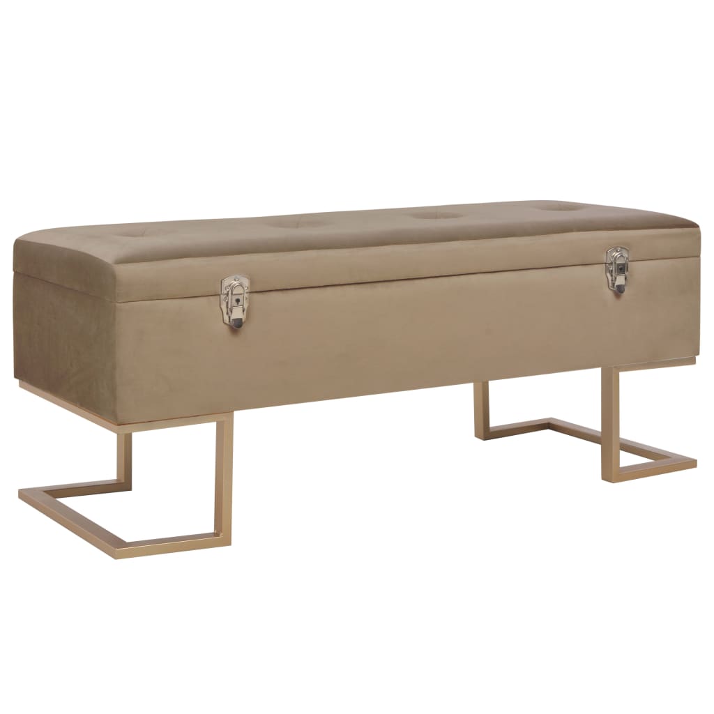 vidaXL Banco con compartimento 105 cm de terciopelo en color Beige/Gris/Mostaza y más