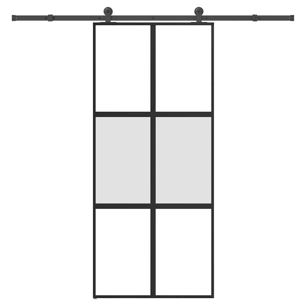 vidaXL Puerta corredera set herrajes vidrio templado aluminio 90x205cm