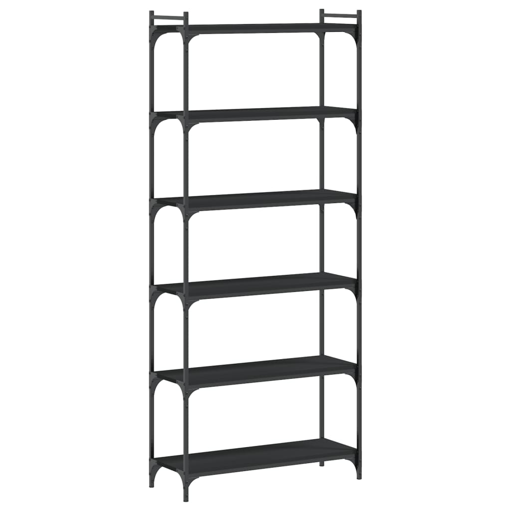 Librería Vidaxl 6 Estantes Madera Ingeniería 80x30x188cm Negro