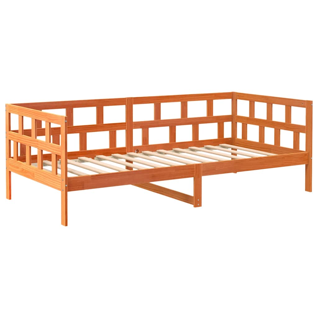 vidaXL Sofá cama sin colchón madera maciza pino marrón cera 90x200 cm