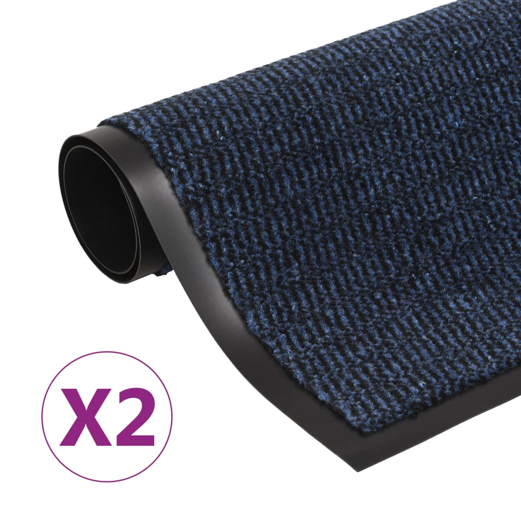 vidaXL 2x Alfombras de Entrada Eectangulares de Nudo Puerta Felpudo Color Azul,  Antracita,  Negro y mas