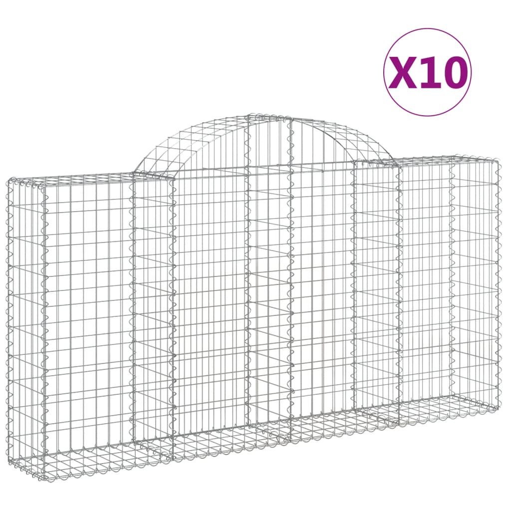 Vidaxl Cestas de Gaviones Arco Hierro 10 Uds 200 X 30 X 40/60 Cm