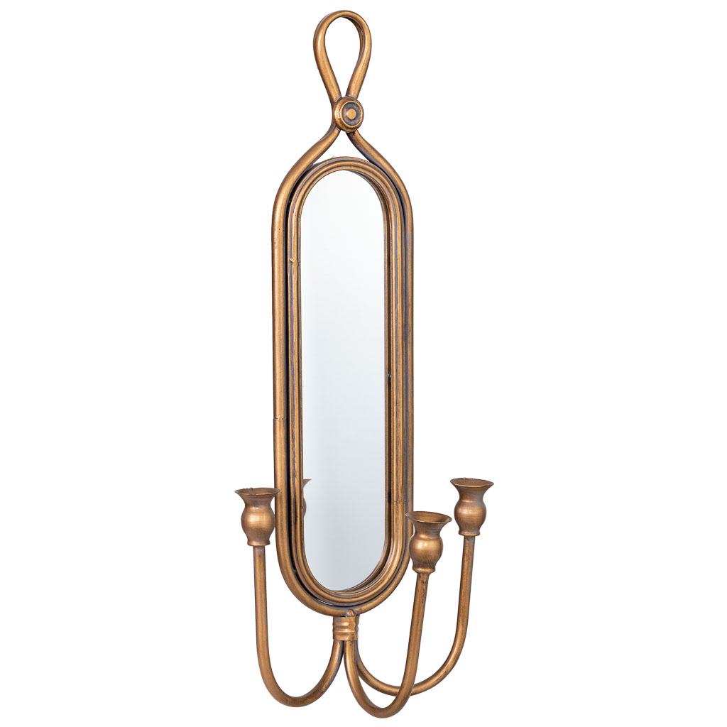 Wonderlust Deco - Candelabro de pared de metal envejecido dorado 26x13x62h cm Dorado 26x13x62h cm