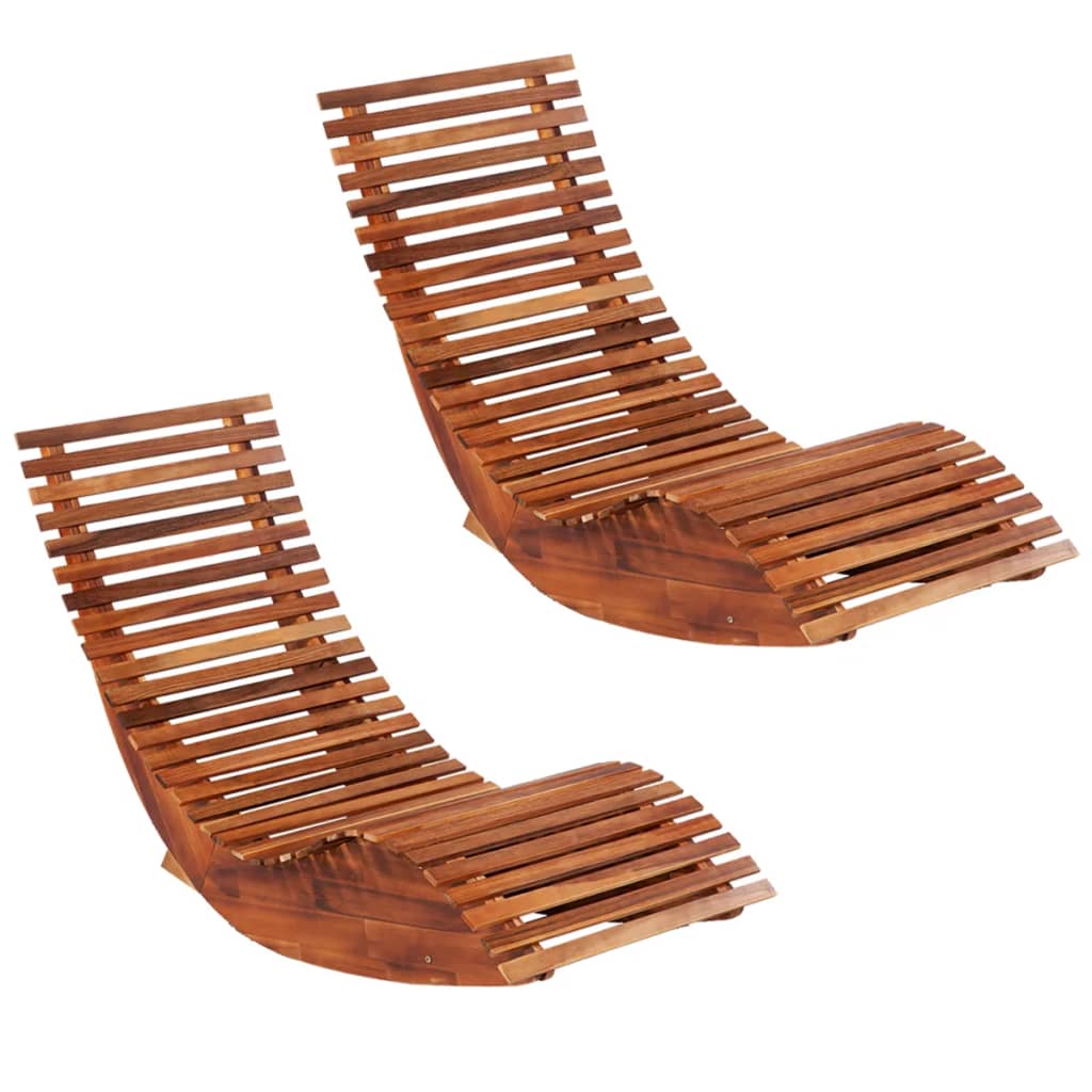 vidaXL Tumbonas mecedoras 2 unidades madera maciza de acacia